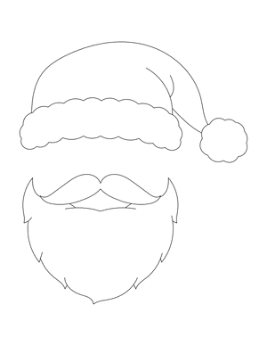 Santa Claus Beard and Hat Outline Craft Template Printable