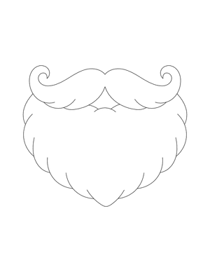 Santa Claus Beard and Mustache Outline Craft Template Printable
