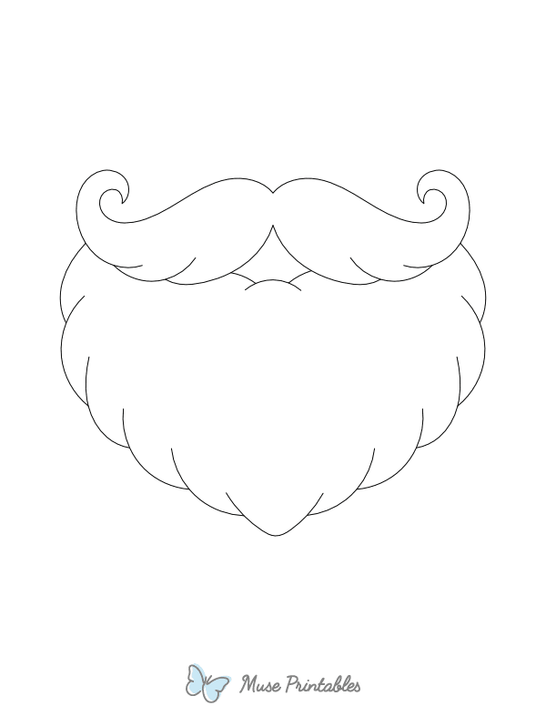 Santa Claus Beard and Mustache Outline Craft Template Printable