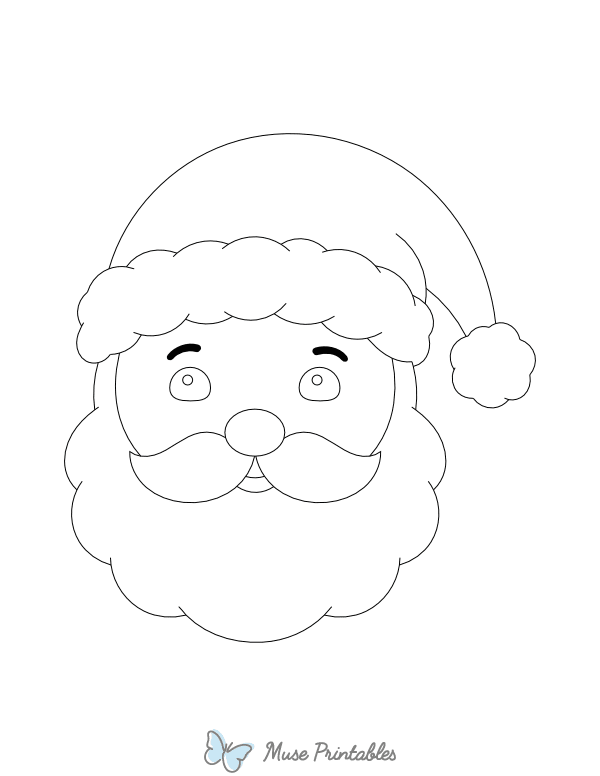 Santa Claus Face Outline Craft Template Printable