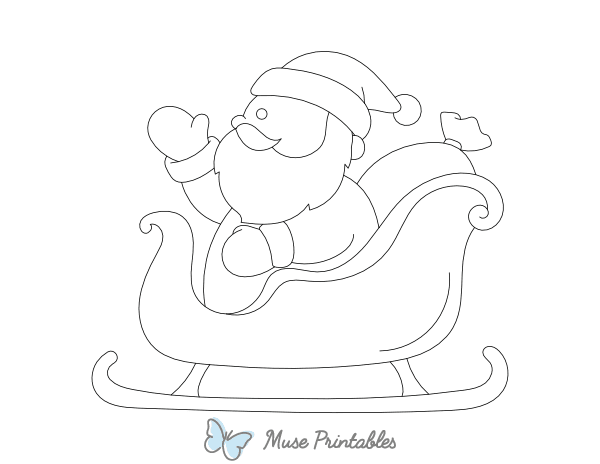 Santa Claus in His Sleigh Outline Craft Template