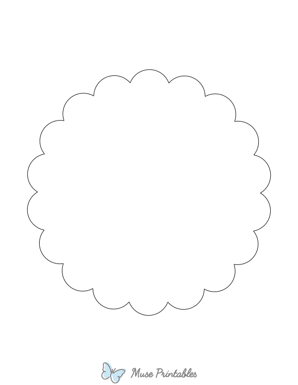 Scalloped Circle Shape Outline Craft Template Printable