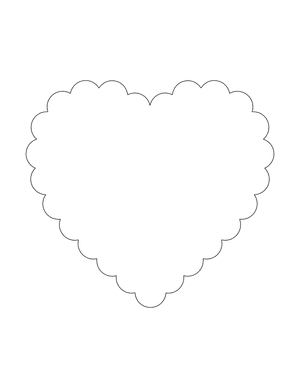 Scalloped Heart Shape Outline Craft Template Printable