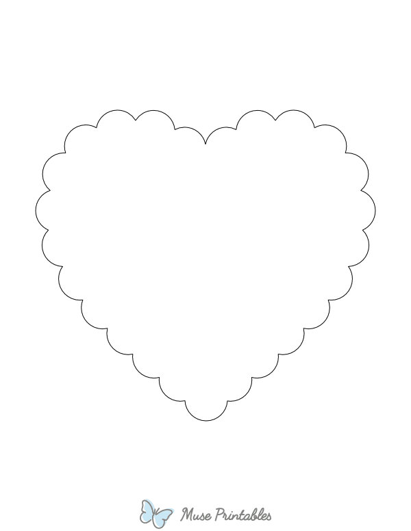 Scalloped Heart Shape Outline Craft Template