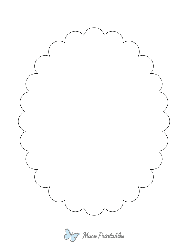 Scalloped Oval Shape Outline Craft Template