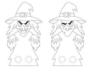 Scary Witch Two Finger Puppet Craft Template