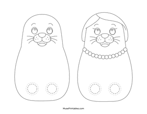 Sea Lion Two Finger Puppet Craft Template