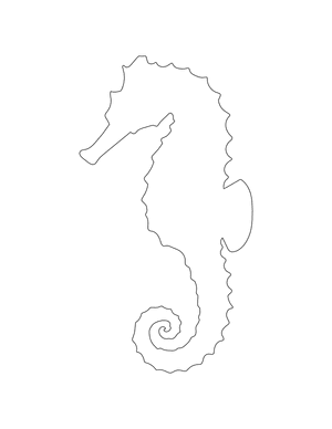 Seahorse Shape Outline Craft Template Printable