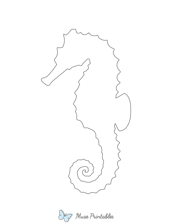 Seahorse Shape Outline Craft Template