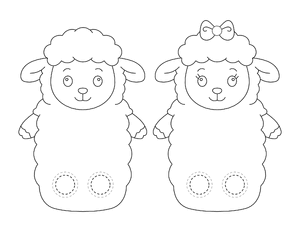 Sheep Two Finger Puppet Craft Template