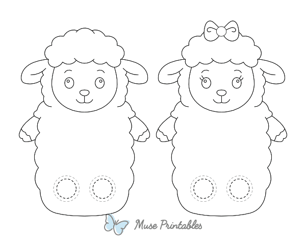 Sheep Two Finger Puppet Craft Template