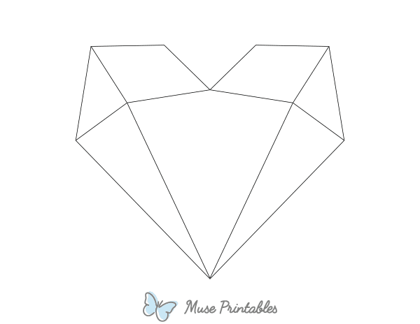 Simple Geometric Heart Outline Craft Template Printable