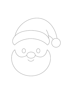 Simple Santa Claus Face Outline Craft Template Printable