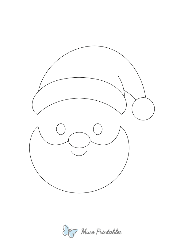 Simple Santa Claus Face Outline Craft Template Printable