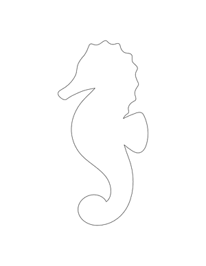 Simple Seahorse Shape Outline Craft Template Printable