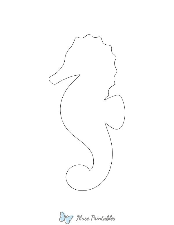 Simple Seahorse Shape Outline Craft Template