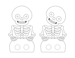 Skeleton Two Finger Puppet Craft Template