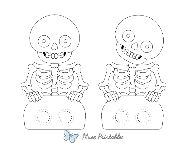 Skeleton Two Finger Puppet Craft Template