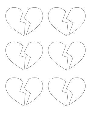 Small Broken Heart Shape Outline Craft Template