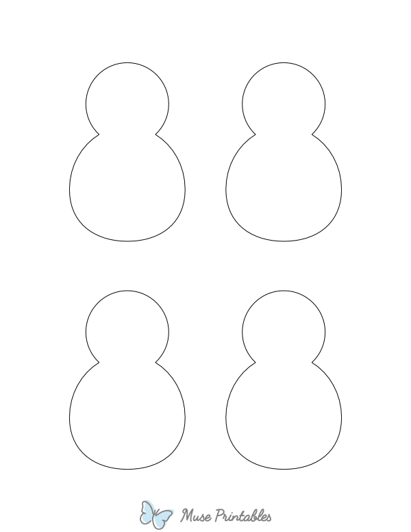 Small Snowman Shape Outline Craft Template