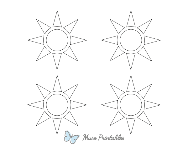 Small Sun Shape Outline Craft Template Printable