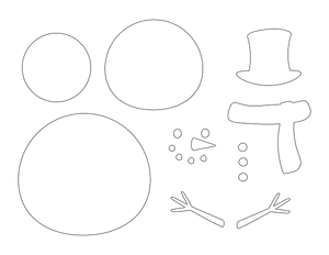 Snowman Parts Shape Outline Craft Template Printable