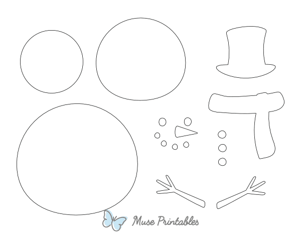 Snowman Parts Shape Outline Craft Template Printable