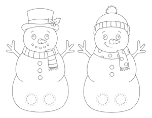 Snowman Two Finger Puppet Craft Template Printable