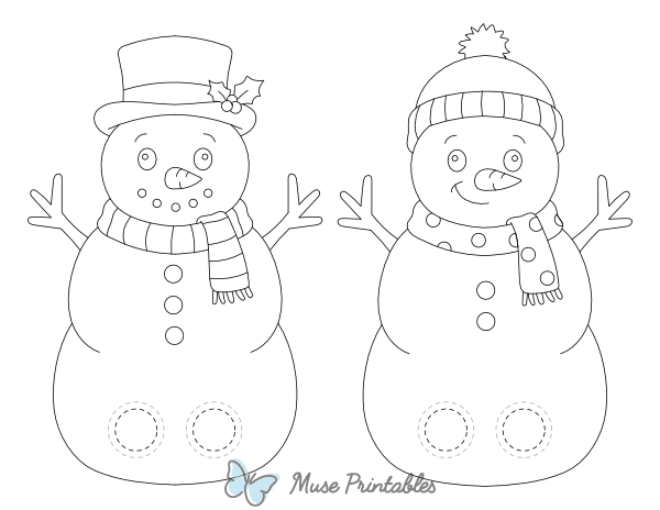 Snowman Two Finger Puppet Craft Template Printable