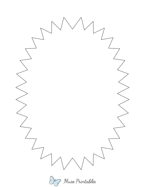 Spiky Oval Shape Outline Craft Template
