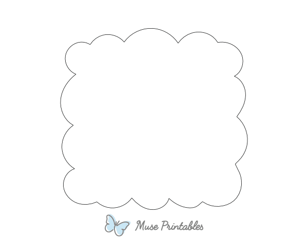 Square Cloud Shape Outline Craft Template