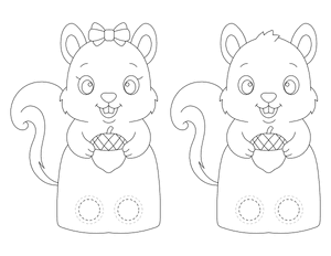 Squirrel Two Finger Puppet Craft Template Printable