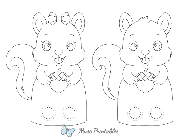 Squirrel Two Finger Puppet Craft Template Printable