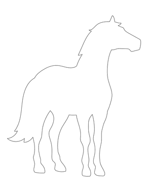 Standing Horse Shape Outline Craft Template Printable