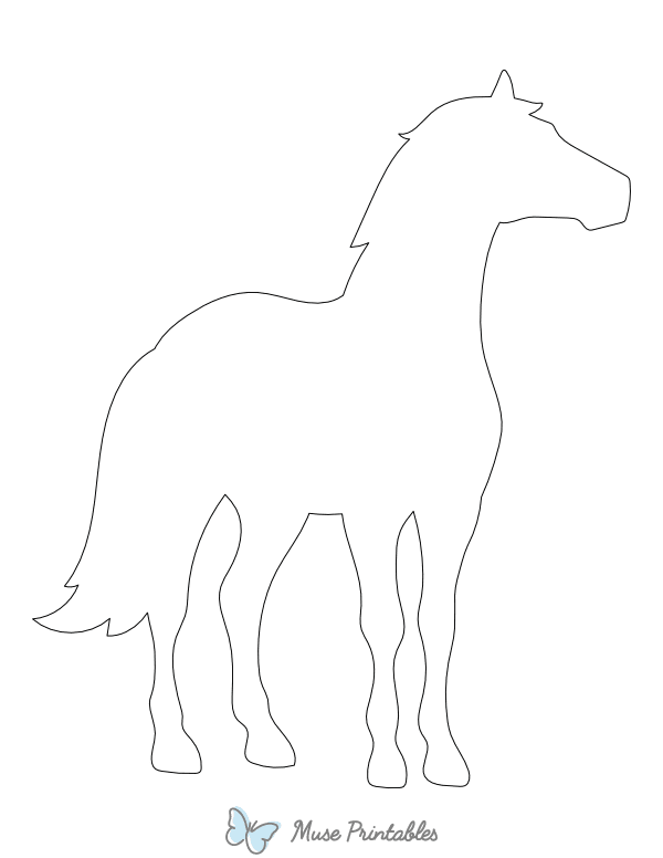 Standing Horse Shape Outline Craft Template