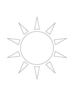 Sun Shape Outline Craft Template Printable