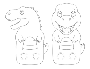 T-Rex Two Finger Puppet Craft Template Printable