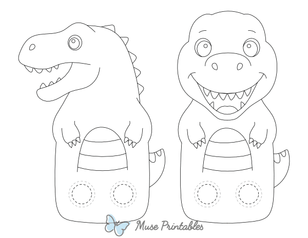 T-Rex Two Finger Puppet Craft Template Printable