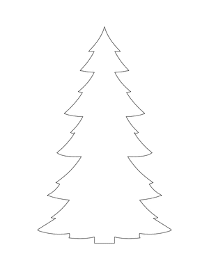 Tall Christmas Tree Shape Outline Craft Template Printable