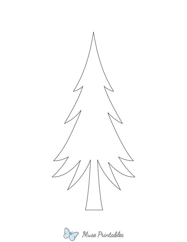 Thin Christmas Tree Shape Outline Craft Template