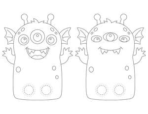 Three Eyed Monster Two Finger Puppet Craft Template Printable