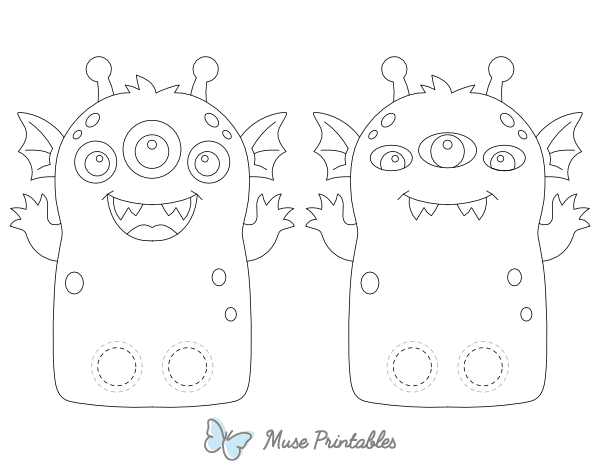 Three Eyed Monster Two Finger Puppet Craft Template Printable