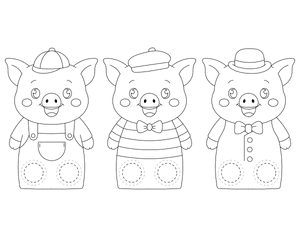 Three Little Pigs Two Finger Puppet Craft Template Printable