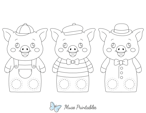 Three Little Pigs Two Finger Puppet Craft Template Printable