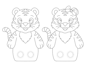 Tiger Two Finger Puppet Craft Template Printable