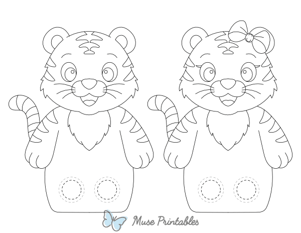 Tiger Two Finger Puppet Craft Template