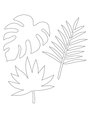 Tropical Leaves Shape Outline Craft Template Printable