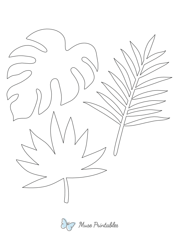 Tropical Leaves Shape Outline Craft Template