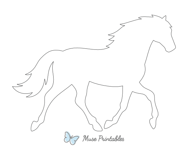 Trotting Horse Shape Outline Craft Template
