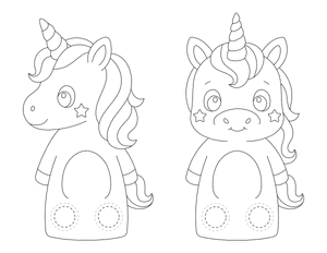 Unicorn Two Finger Puppet Craft Template Printable